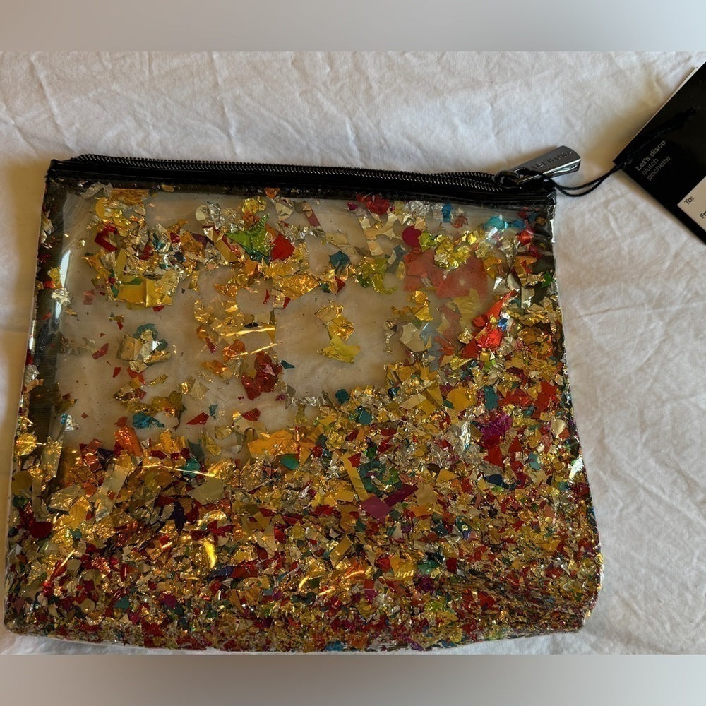 Sephora Clear Confetti Cosmetic Bag Large Zip Travel Makeup Pouch NWT - Picture 2 of 4